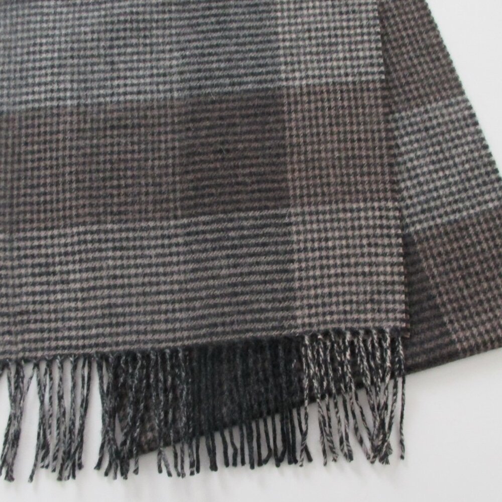 Wool Scarf Houndstooth Glen Check Muted Browns Greys